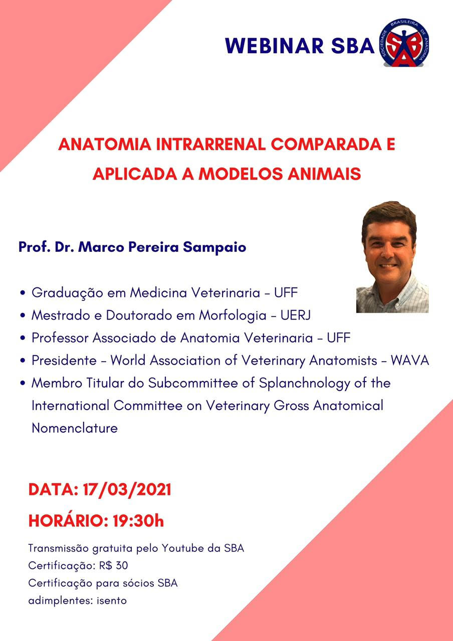 Webinar 9 – Fórum SBA Anatomia Intrarrenal Comparada e Aplicada A Modelos Animais